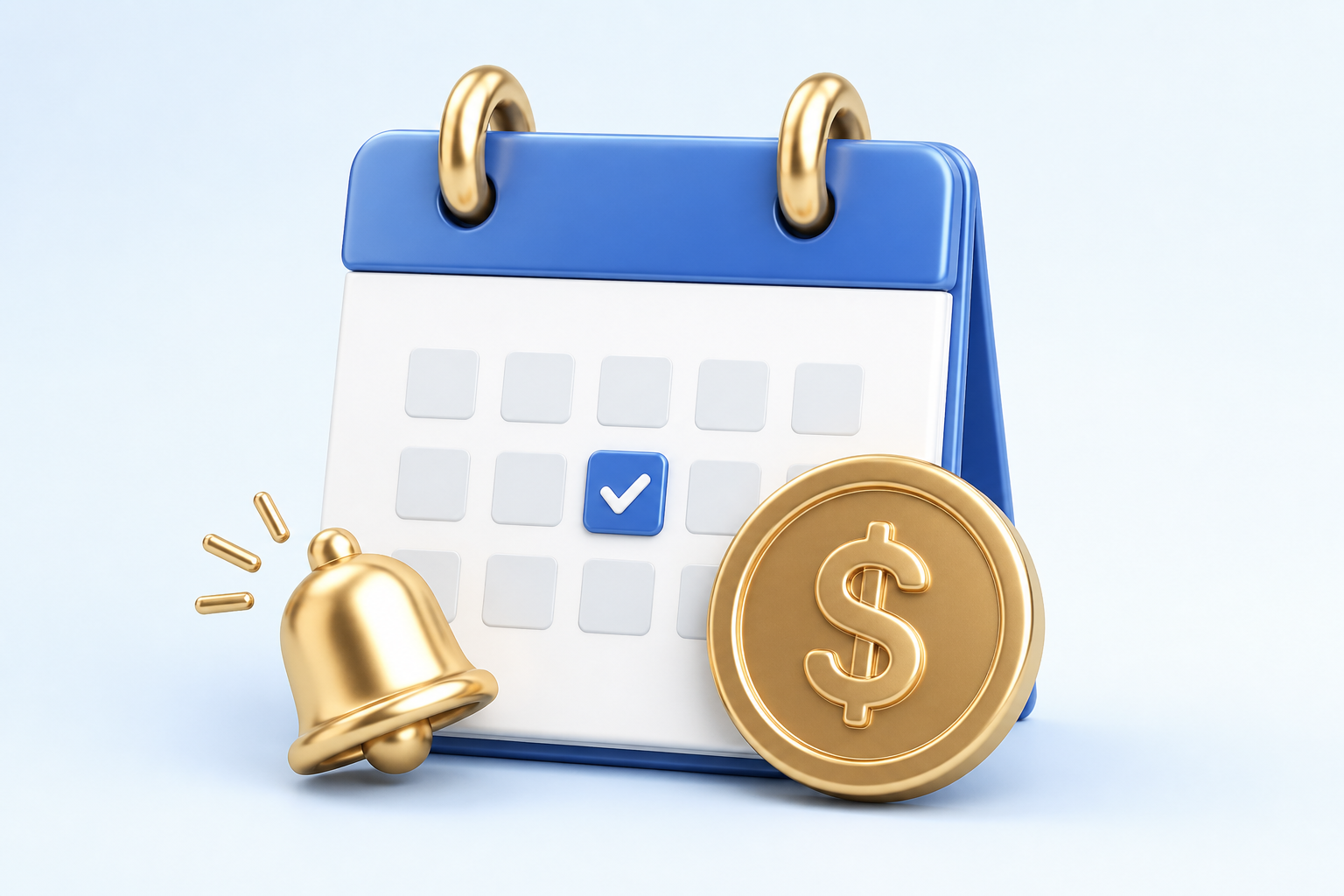 Calendar with repayment reminder and dollar sign