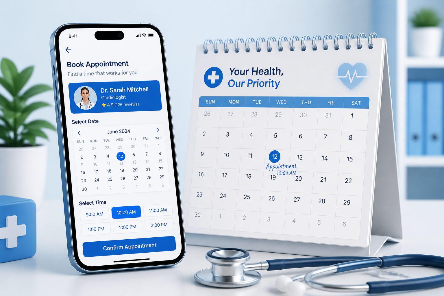Phone and calendar for medical appointment scheduling